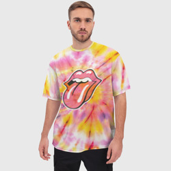 Мужская футболка oversize 3D Rolling Stones tie-dye - фото 2