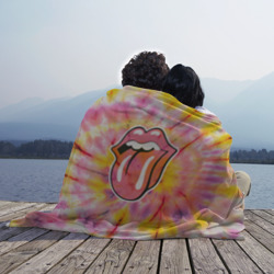 Плед с принтом Rolling Stones tie-dye для любого человека, вид спереди №3. Цвет основы: 3d (велсофт)