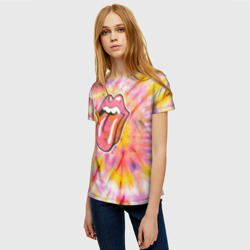 Женская футболка 3D Rolling Stones tie-dye - фото 2