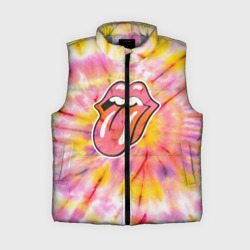 Женский жилет утепленный 3D Rolling Stones tie-dye