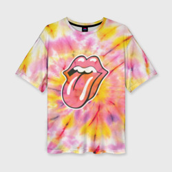Женская футболка oversize 3D Rolling Stones tie-dye