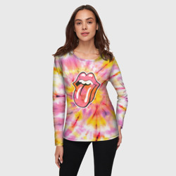 Женский лонгслив 3D Rolling Stones tie-dye - фото 2