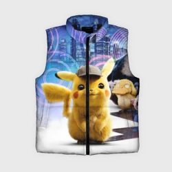 Женский жилет утепленный 3D Детектив Пикачу