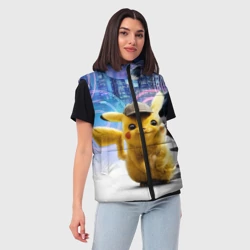 Женский жилет утепленный 3D Детектив Пикачу - фото 2