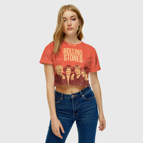 Женская футболка Crop-top 3D The Rolling Stones, цвет 3D печать - фото 4