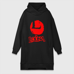 Платье-худи хлопок Louna red logo