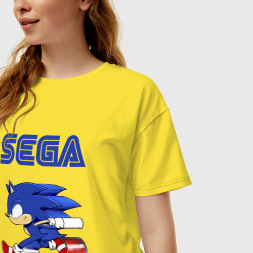 Женская футболка хлопок Oversize SEGA., цвет желтый - фото 3