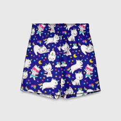 Детские спортивные шорты 3D Кот-Единорог