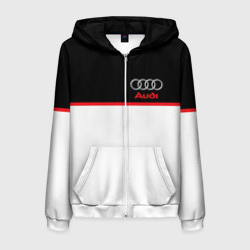 Мужская толстовка 3D на молнии Audi sport white and black