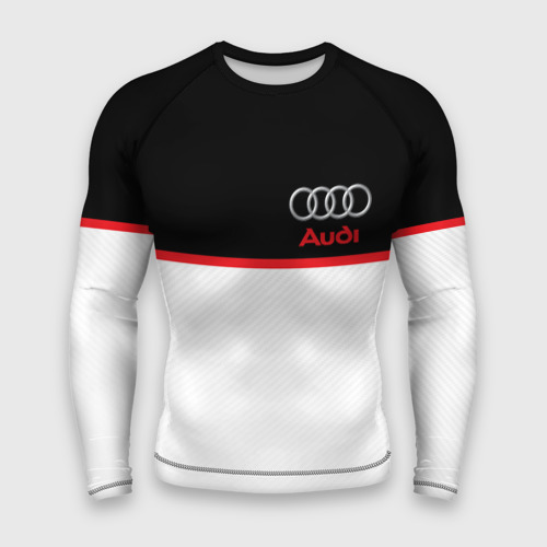 Мужской рашгард 3D Audi sport white and black, цвет 3D печать