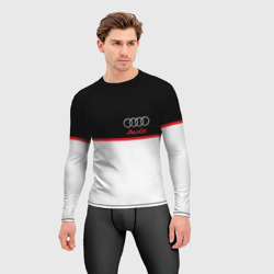 Мужской рашгард 3D Audi sport white and black - фото 2