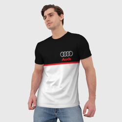 Мужская футболка 3D Audi sport white and black - фото 2