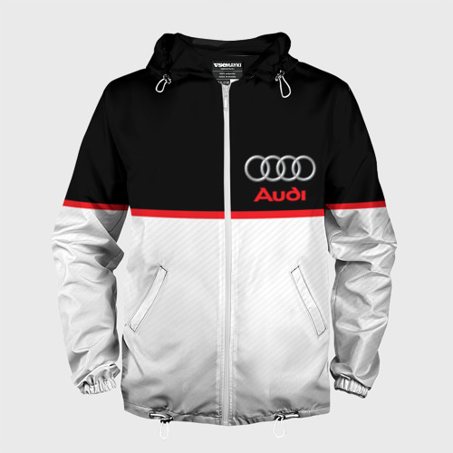 Мужская ветровка 3D Audi sport white and black, цвет белый