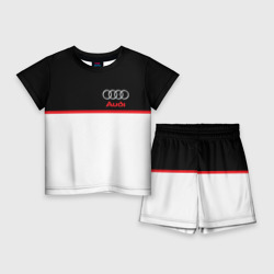 Audi sport white and black – Детский костюм с шортами 3D с принтом купить