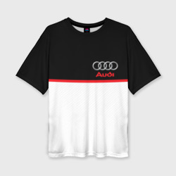 Женская футболка oversize 3D Audi sport white and black