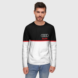 Мужской лонгслив 3D Audi sport white and black - фото 2