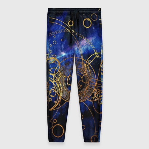Женские брюки 3D с принтом Space Geometry, вид спереди #2