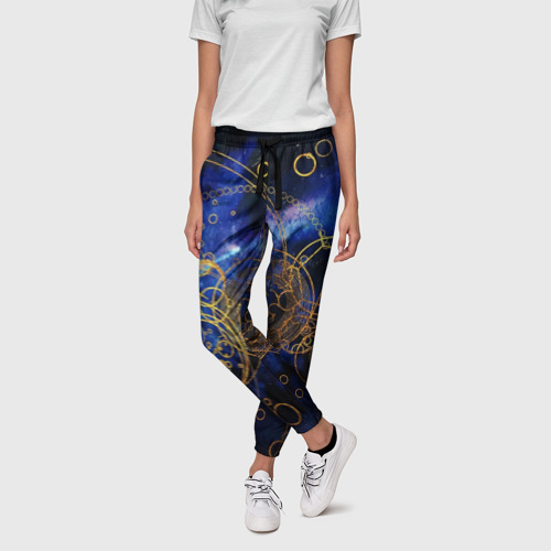 Женские брюки 3D с принтом Space Geometry, фото на моделе #1