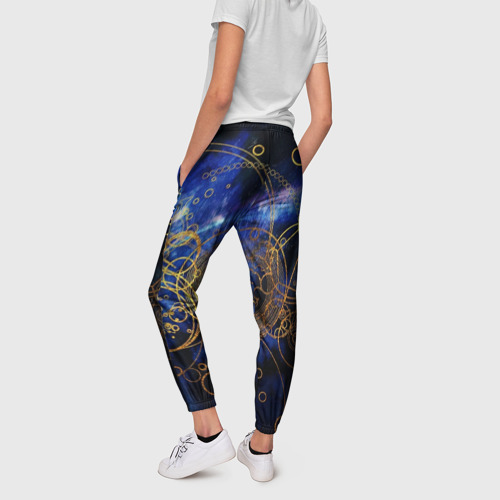 Женские брюки 3D с принтом Space Geometry, вид сзади #2