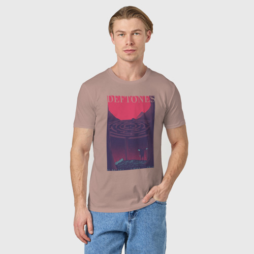 Мужская футболка хлопок Deftones, цвет пыльно-розовый - фото 3