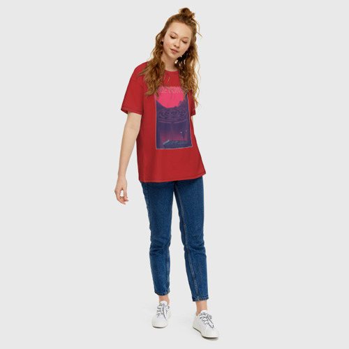Женская футболка хлопок Oversize Deftones, цвет красный - фото 5