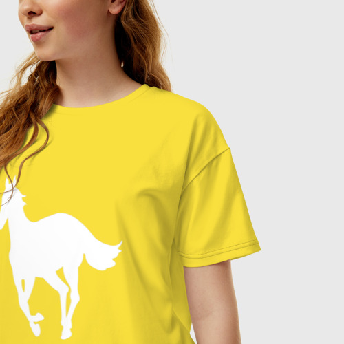 Женская футболка хлопок Oversize White Pony, цвет желтый - фото 3