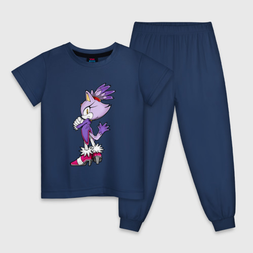 Детская пижама хлопок с принтом SONIC (Кошка Блейз), вид спереди #2