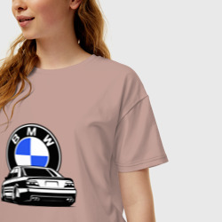 Женская футболка хлопок Oversize BMW JDM БМВ - фото 2