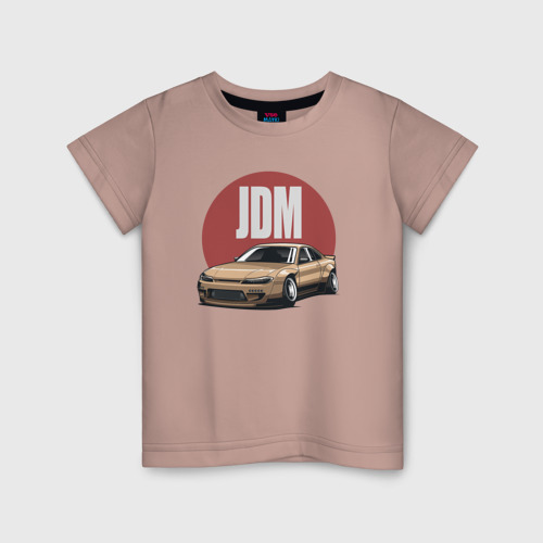 Детская футболка хлопок JDM Japanese Domestic Market, цвет пыльно-розовый