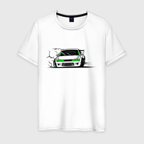 Мужская футболка из хлопка с принтом Street racing Drift Дрифтер, вид спереди №1