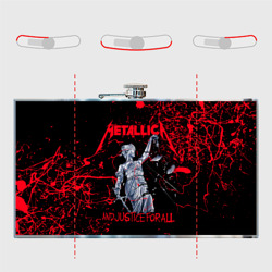 Фляга с принтом Metallica для любого человека, вид спереди №5. Цвет основы: металл