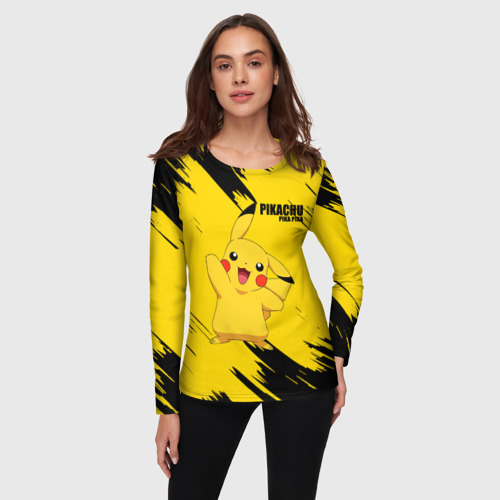 Женский лонгслив 3D Pikachu: Pika Pika, цвет 3D печать - фото 3