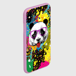 Чехол для iPhone XS Max матовый Панда хипстер в брызгах краски - фото 2