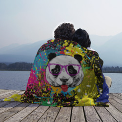Плед 3D Панда хипстер в брызгах краски - фото 2