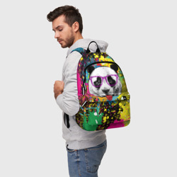 Рюкзак 3D Панда хипстер в брызгах краски - фото 2