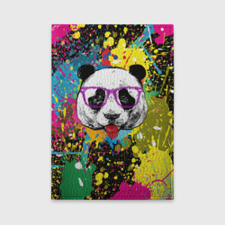 Обложка для автодокументов Панда хипстер в брызгах краски