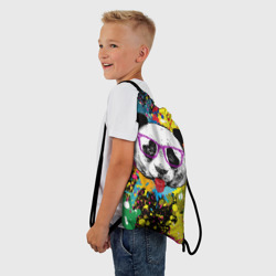 Рюкзак-мешок 3D Панда хипстер в брызгах краски - фото 2