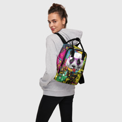 Женский рюкзак 3D Панда хипстер в брызгах краски - фото 2