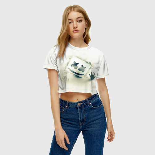 Женская футболка Crop-top 3D Marshmello, цвет 3D печать - фото 3