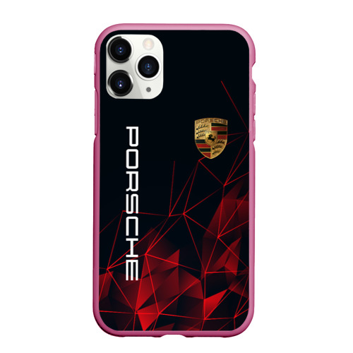 Чехол для iPhone 11 Pro Max матовый Porsche Порш, цвет малиновый
