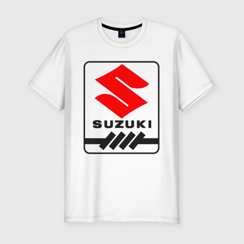 Мужская футболка хлопок Slim Suzuki, цвет белый