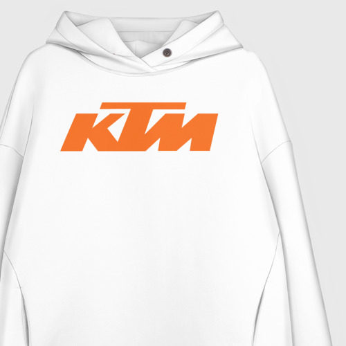 Женское худи Oversize хлопок KTM КТМ Лого, цвет белый - фото 3