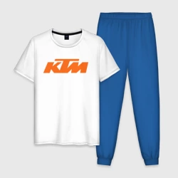 Мужская пижама с белой футболкой хлопок KTM КТМ Лого