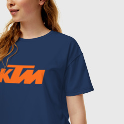 Женская футболка хлопок Oversize KTM КТМ Лого - фото 2