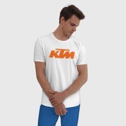Мужская пижама с белой футболкой хлопок KTM КТМ Лого - фото 2
