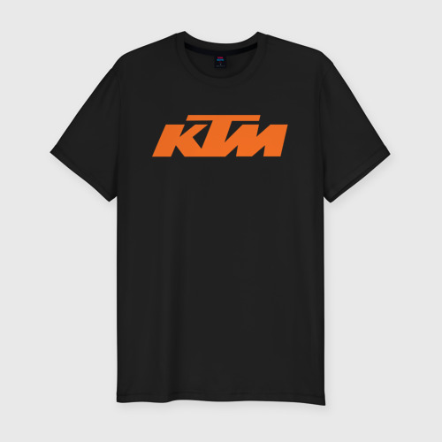 Мужская футболка хлопок Slim KTM КТМ Лого, цвет черный