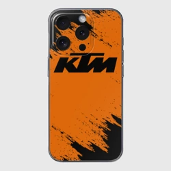 Чехол для iPhone 15 Pro силиконовый с защитой камеры КТМ KTM