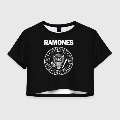 Женская футболка Crop-top 3D Ramones Рамонес, цвет 3D печать