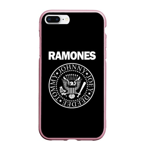 Чехол для iPhone 7Plus/8 Plus матовый Ramones Рамонес, цвет розовый