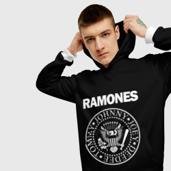 Толстовка с принтом Ramones Рамонес для женщины, вид на модели спереди №3. Цвет основы: белый